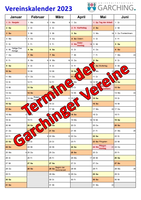 Vereinskalender Vereinskalender